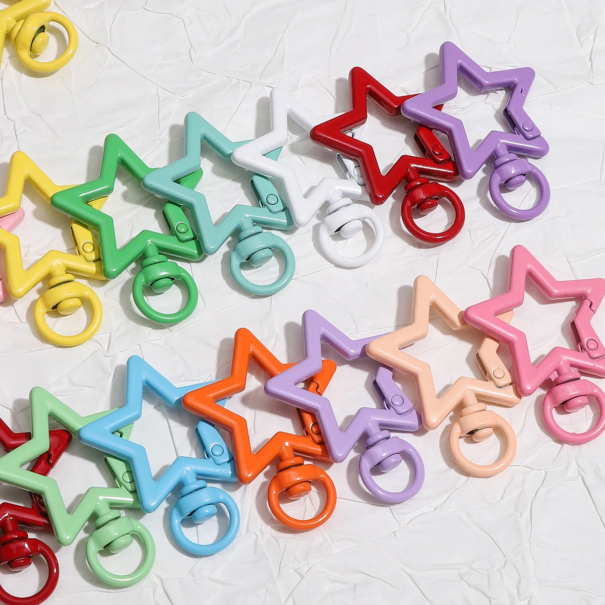 1/5pcs 31x41mm Colorful Snap Hook Star Keychain Lobster Clasp Hooks Key Ring Key Chain For DIY Jewelry Making Accessories