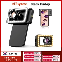 APEXEL New Upgrated 4k HD 100mm macro lens With LED Fill Light Universal Clamp Micro Lenses for iPhone Samsung all smartphones