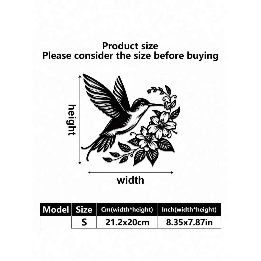 CIFBUY Hummingbird Metal Wall Art, Floral Iron Sign, Farmhouse Garden & Porch Decor, Indoor & Outdoor