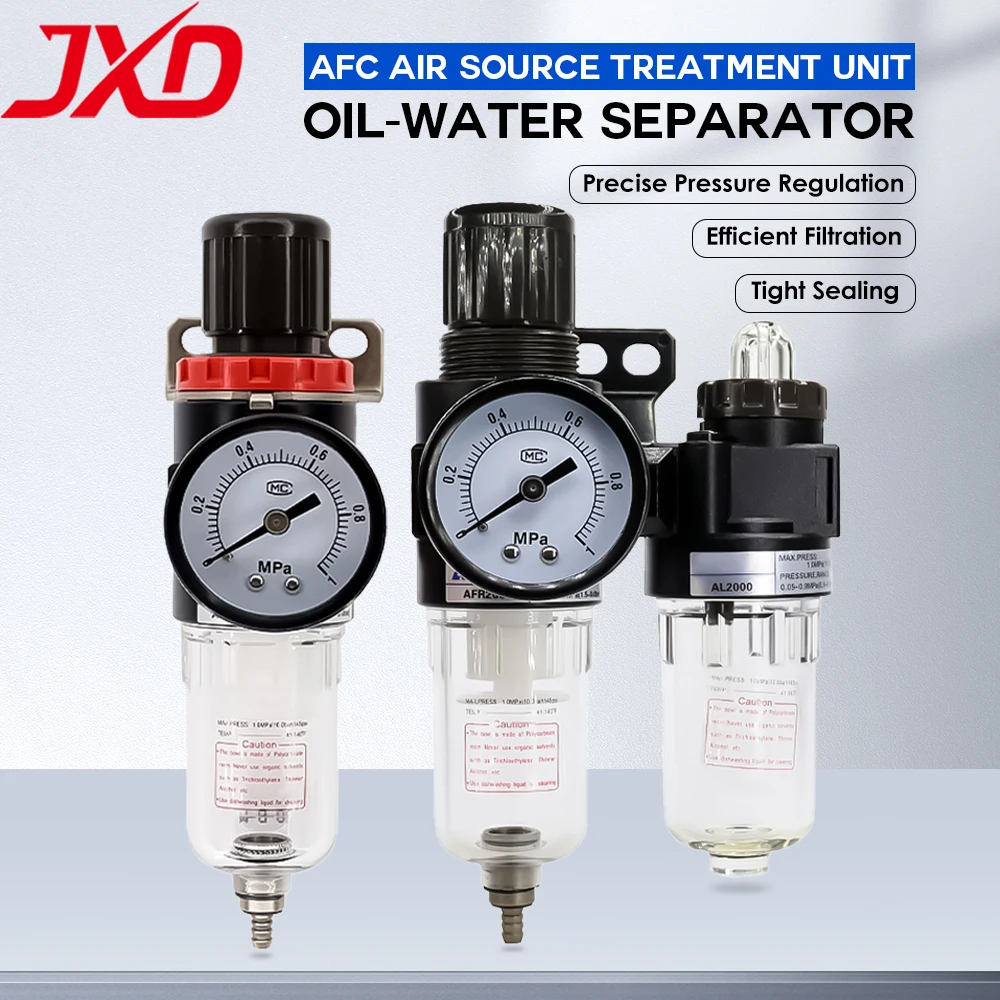 JXD Pneumatic Air Filter Regulator AFC2000 AFR2000 AL2000, Oil Water Separator, Compressor Air Source Processor Two-unit FRL