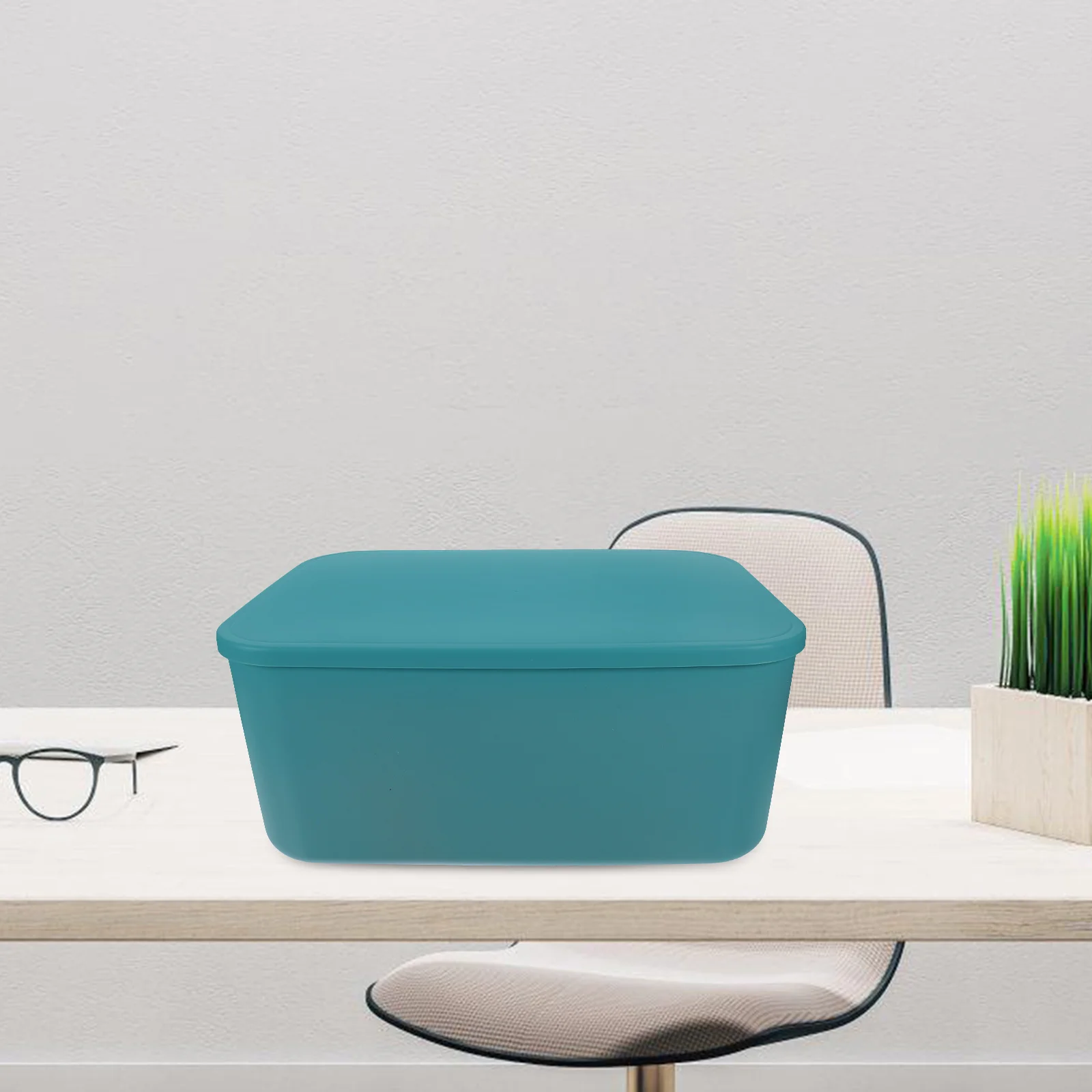 

Large Capacity Lid Storage Box Green Plastic Container PP Material Desktop ganizer Tidy Solution Storage Bins ContainersPP