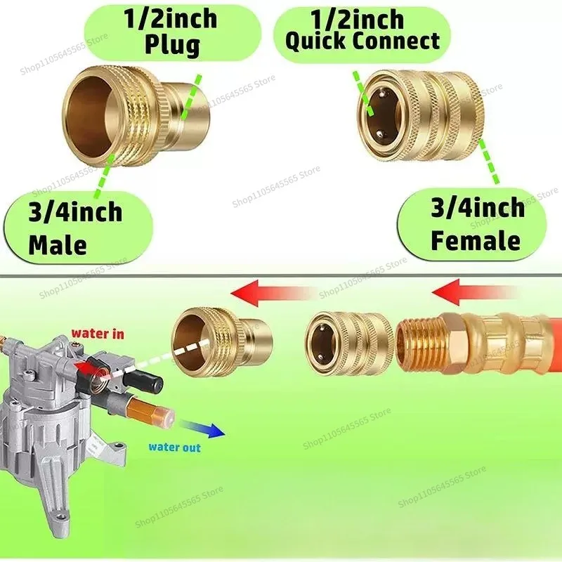 For High-pressure Water Gun Copper Joint M22-14 Paired with Threaded Water Pipe Joint 3/4 Quick Disconnect Joint Kit 3/8