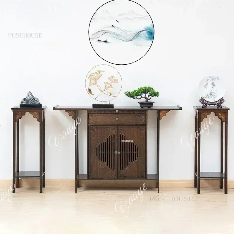 N63 Chinese Household Living Room Console Tables Light Luxury-end High Console Table Tribute Tables Designer Hallway Porch Cabin