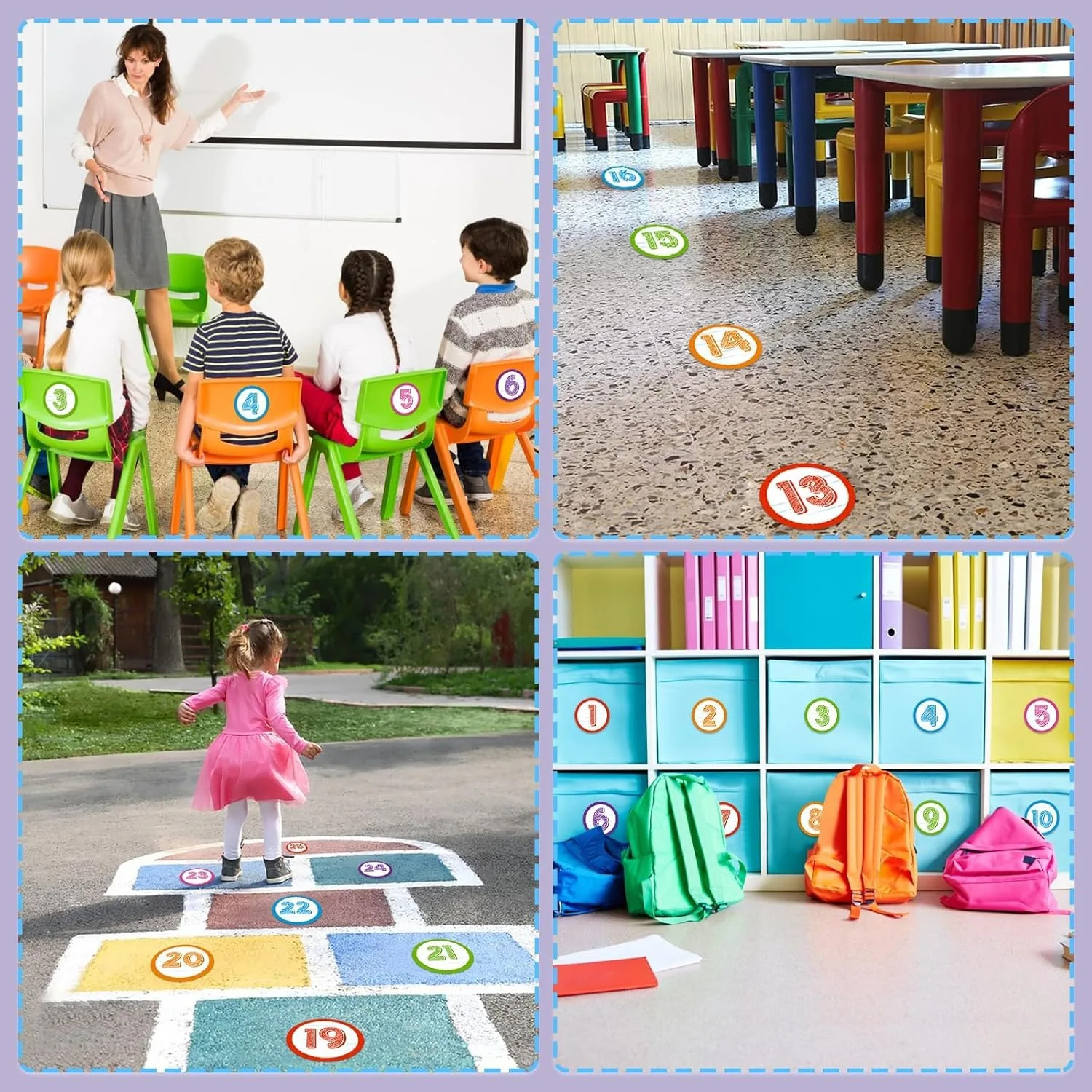 Line up Spots For Classroom Floor- 36PCS Numbers Stickers For Lining up 1-30 Vinyl Dots Decals Back to School Kindergarten Presc