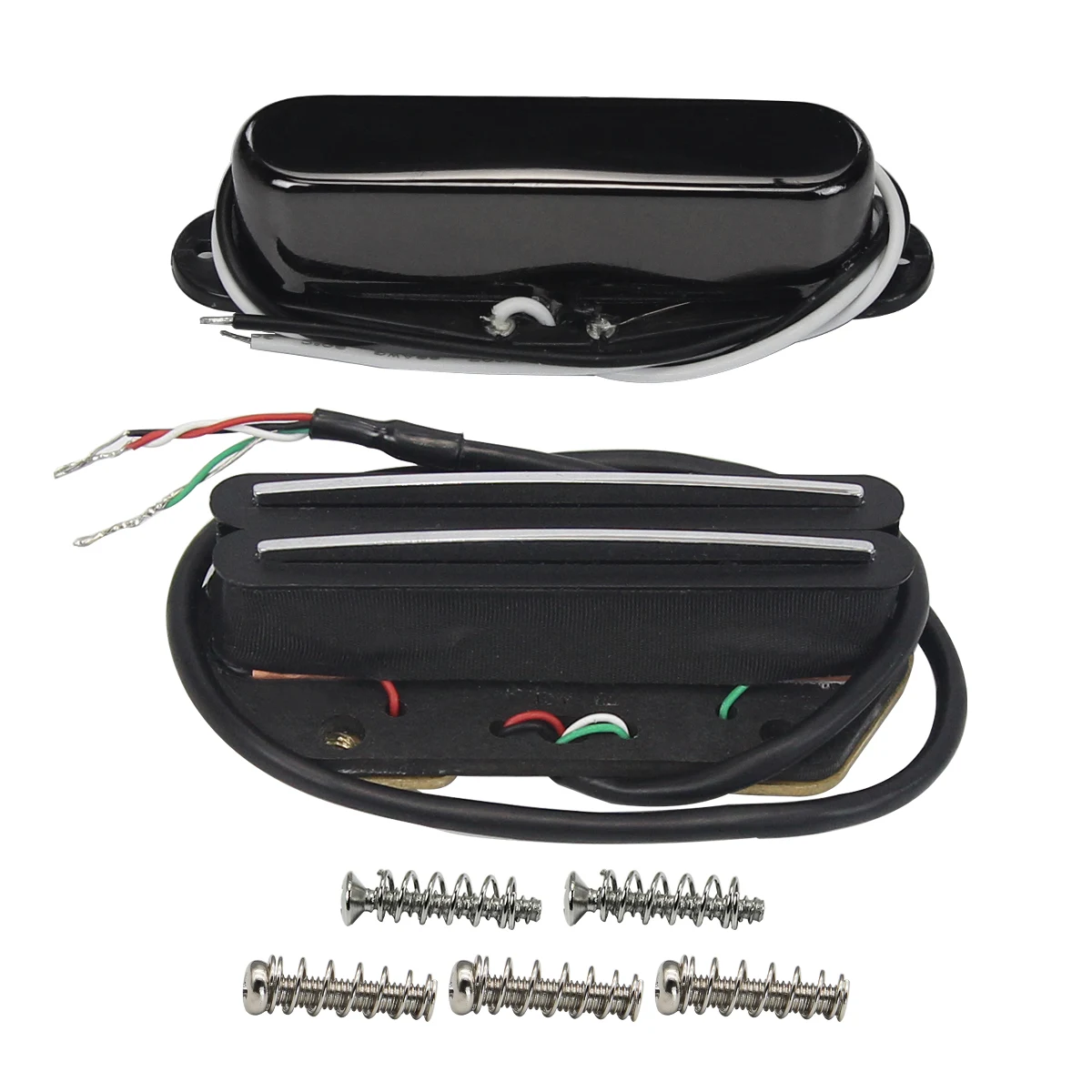 FLEOR Black Set of Alnico 5 Dual Rails Pickup Bridge Single Coil Neck Pickups Fit for TL Guitar Parts