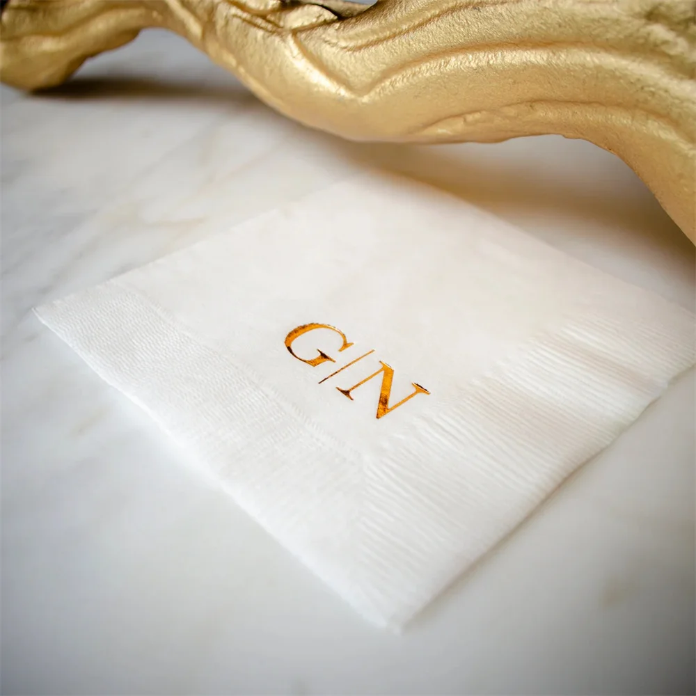 50PCS Simple Wedding Cocktail Napkins, Monogrammed Napkins, Personalized Napkins, 3 Ply Appetizer Napkins, Cocktail Hour, Engage