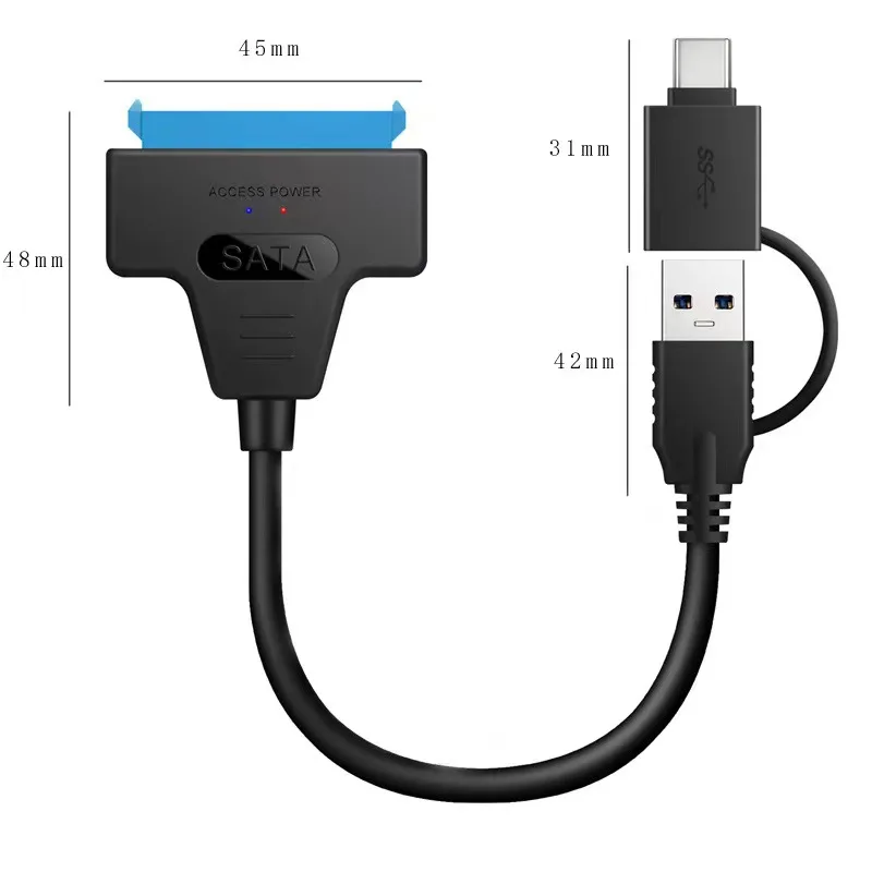 

SATA to USB3.0 Type-C Adapter Cable Up To 6 Gbps High Speed Support 2.5 Inch External HDD SSD Hard Drive 22 Pin Sata Cable