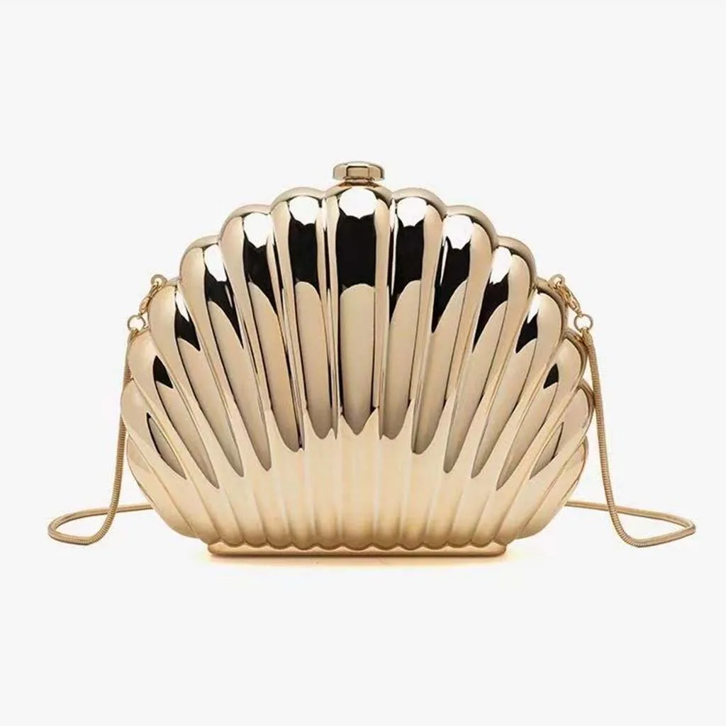 

Metallic Handmade Wedding Party Small Purses Designer Handbags Ins Women Silver Gold Shell Bag Cute Acrylic Evening Clutch Bag