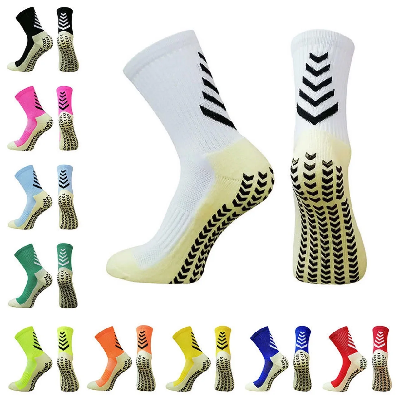 

2 Pairs of Socks in Random Colors, Men's Mid-Calf Sports Socks, Running Socks, Non-Slip Silicone Thickened Towel Bottom, Wear-Resistant, Sweat-Absorbent, Essential Sports Socks, Great Gift