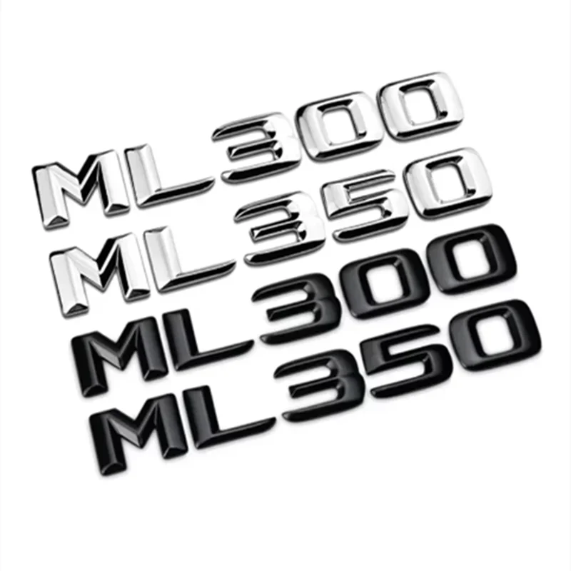 ABS Black Chrome Car Letters Trunk Emblem Badge For Mercedes Benz ML250 ML270 ML300 ML320 ML 350 500 Logo Sticker Accessories