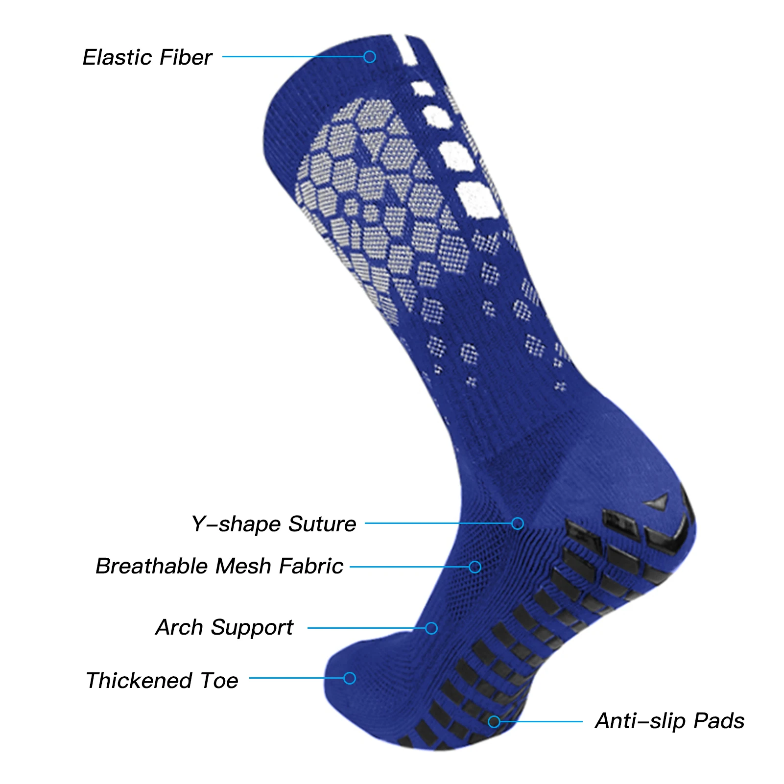 1 Pair Anti-slip Soccer Socks for Men and Women Breathable Athletic Socks with Grippers for Yoga Football Gym
