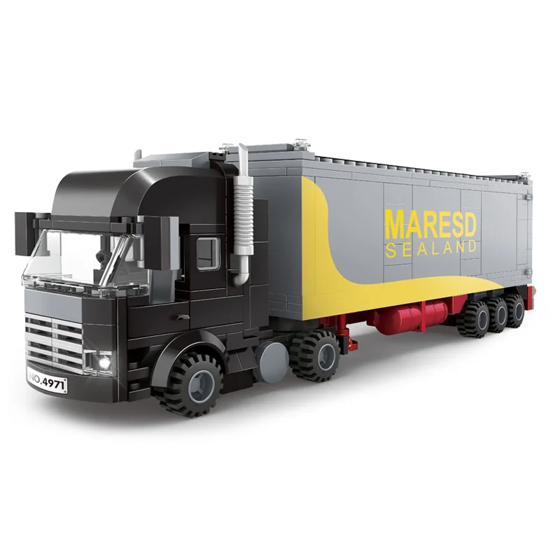 Container Truck Series Micro Block Set | Heavy-Duty Truck Toy | Kids DIY Educational Assembly Bricks Compatible with Most Blocks