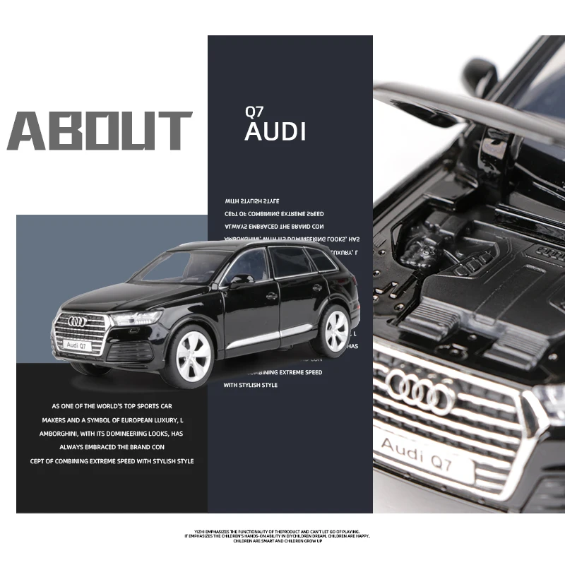 รถ1:32 Audi Q7 SUV โมเดลรถยนต์อัลลอยด์จำลองไดโอดโลหะโมเดลรถยนต์การจำลองสูงเสียงและเบาของขวัญของเล่นสำหรับเด็ก