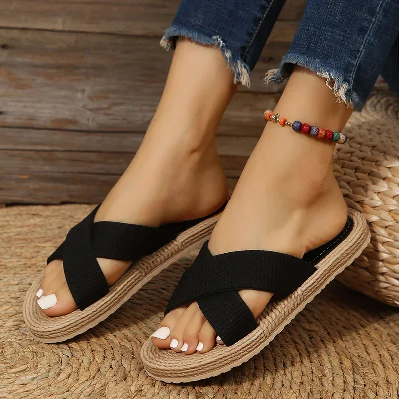 2024 New Summer Women Slippers Flat Beach Shoes for Women Fashion Designer Flip Flops Casual Open Toe Slides Zapatos Dw Mujer