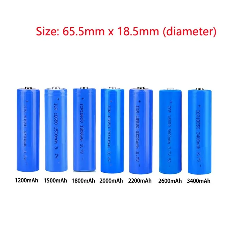 18650 3.7V Oplaadbare Batterij 1200 Mah 1500 Mah 2000 Mah 2200 Mah 2600 Mah 3400 Mah Puntige Lithium Batterij Voor zaklampen