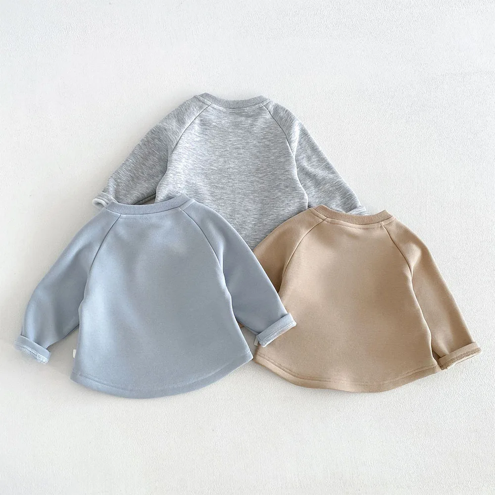 Kids T-Shirts For Boys Fleece Thicken Warm Winter Childrens Boutique Clothing Embrodiery Toddler Boy Long Sleeve Tops