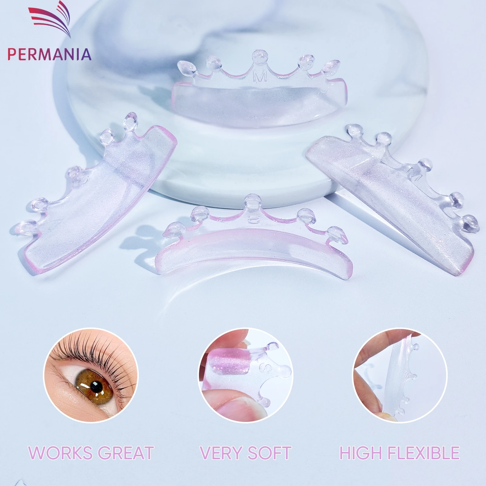 PERMANIA 2 Pairs L Krul Siliconen Wimper Perm Pads Sticky Wimpers Staven Shield Lifting 3D Wimperkruller Accessoires Make-Up Tool
