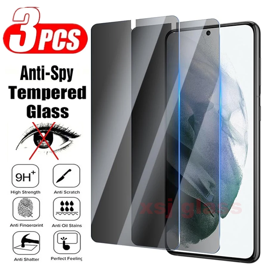 

9H 0.2mm Anti-Spy Protective Tempered Glass Film For Samsung Galaxy S21 + S22 + S23 + 5G 3PCS Privacy Screen Protector