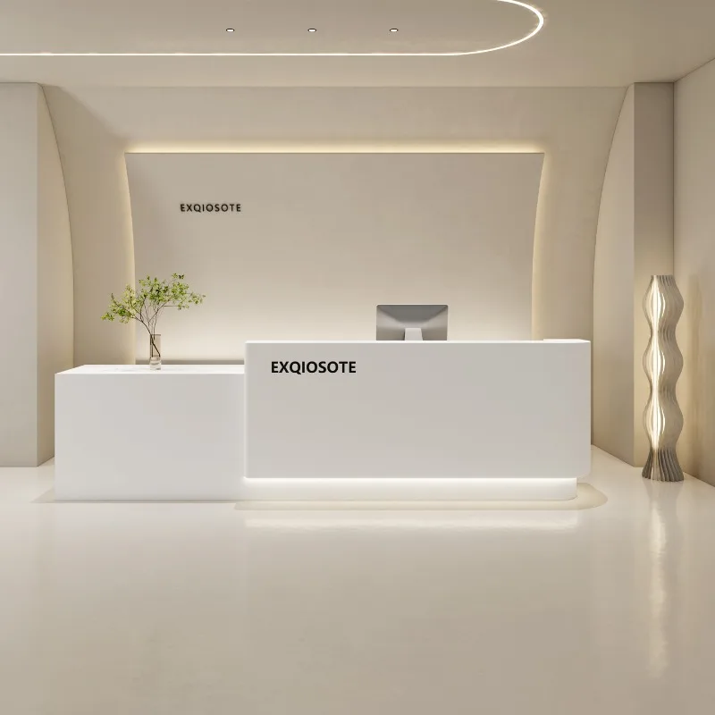 Creamy Style Reception Desks Curved Clothing Reception Desks Store Shop Durable Office Furniture Banco Reception ZY40JDT