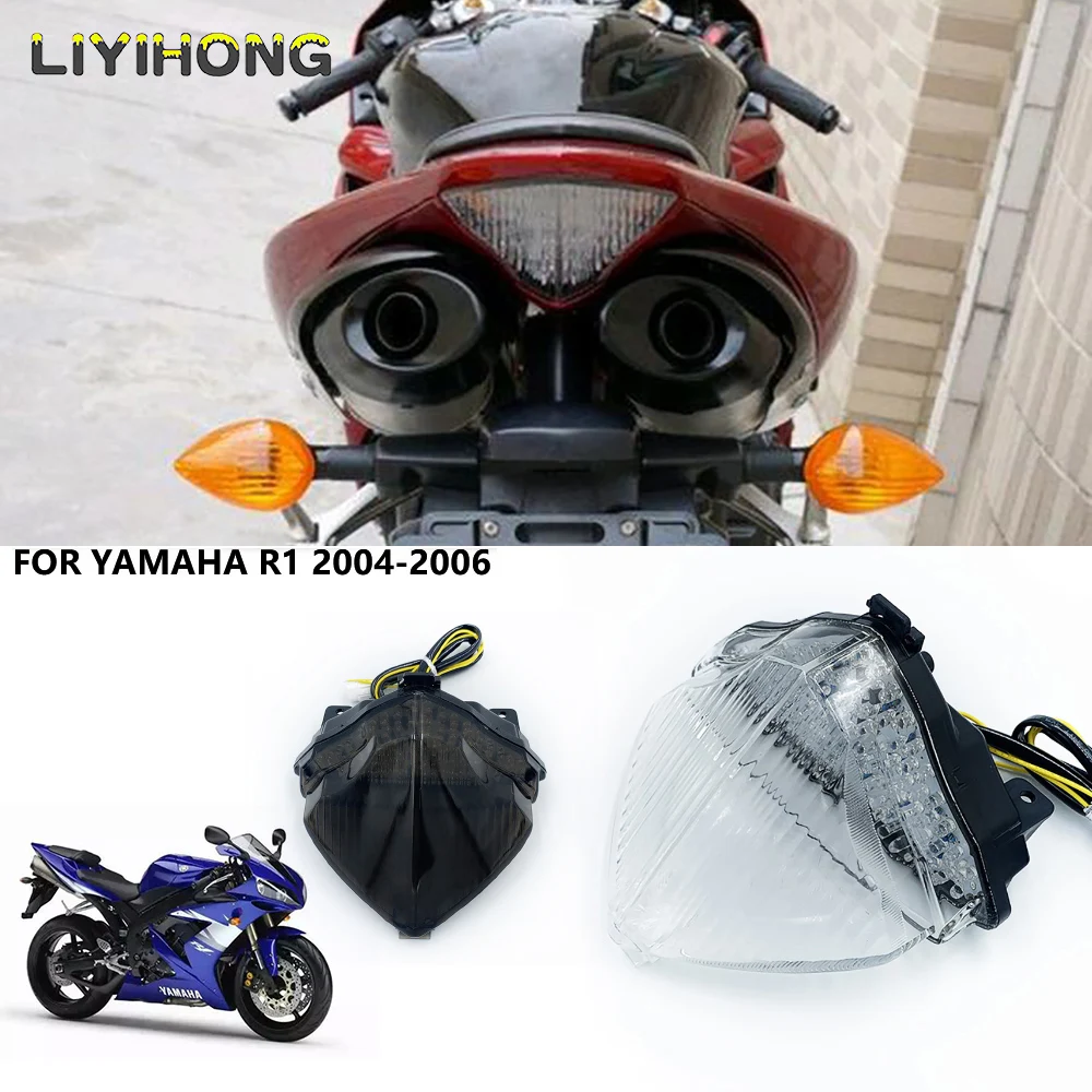 Luz trasera de freno para Yamaha YZF R1 2004 2005 2006, intermitentes, luz LED integrada
