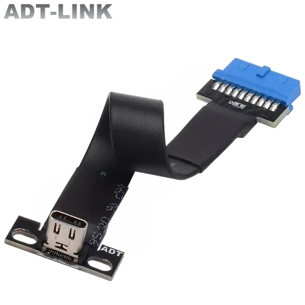 ADT USB 3.0 Type-C Female To USB3.0 Internal 19Pin/20Pin USB-C Data Sync & Charge Connector Adapter FPC FPV Flat Extension Cable