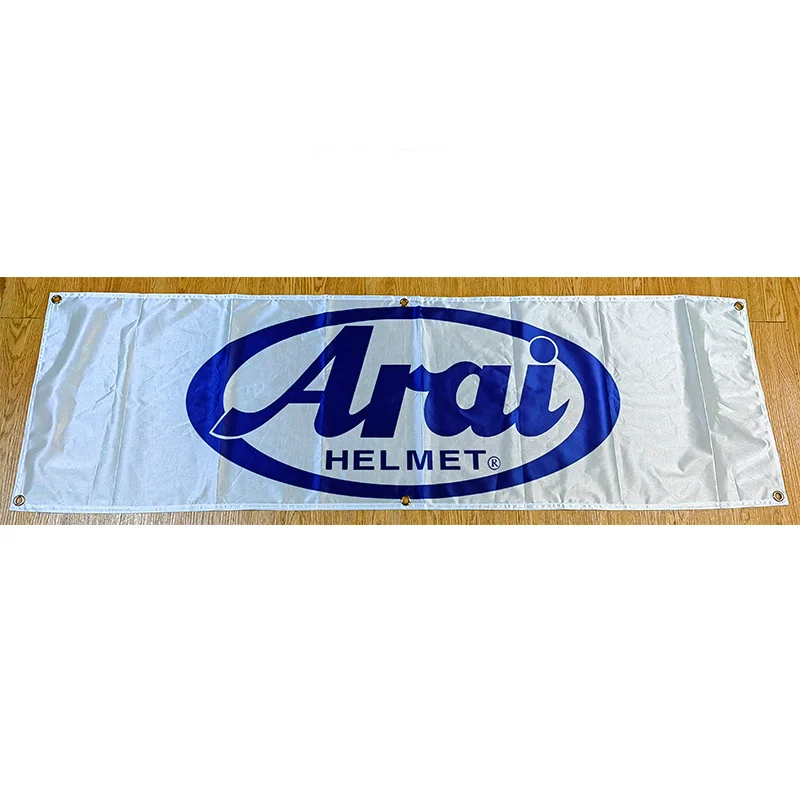 130GSM 150D Polyester Material Arai Helmet Banner 1.5*5ft (45*150cm) Advertising decorative Helmets Flags yhxyhx370