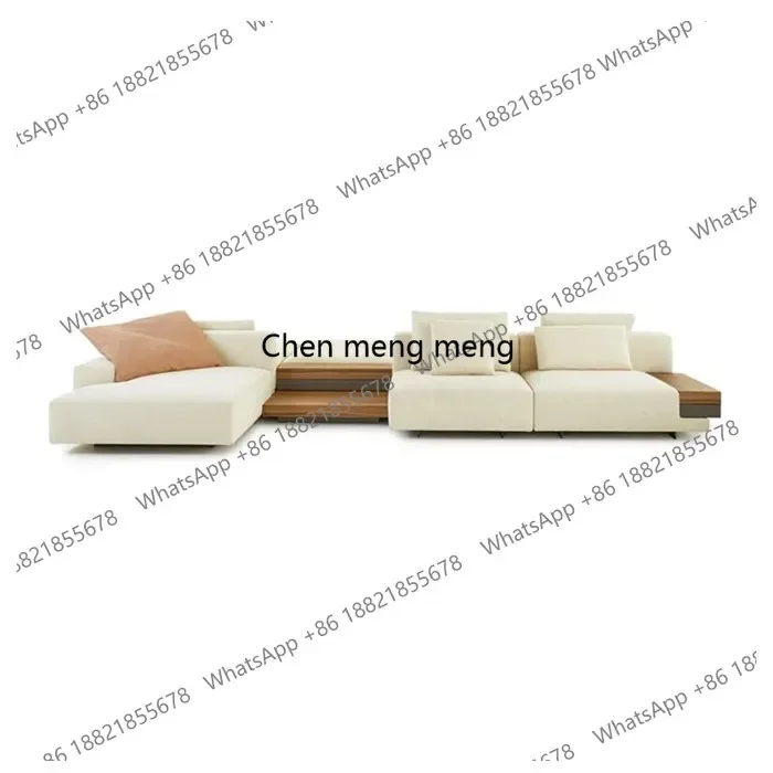 

Italian light luxury minimalist design living room storage coffee table solid wood hotel showroom sofa