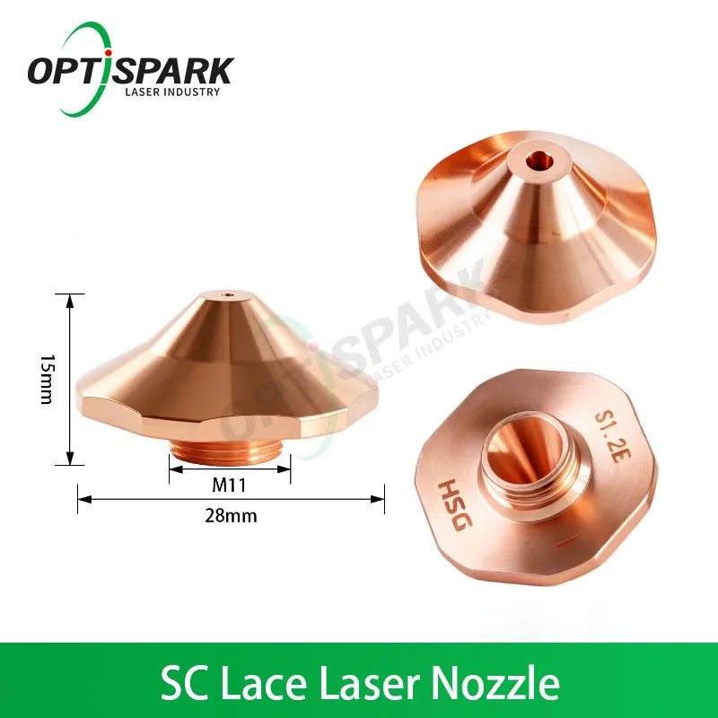 OPTISPARK SC Lace Nozzle HSG Original Laser Nozzle Hexagonal Single/double Layer Copper Nozzle Hongshan Cutting Nozzle D28H15M11