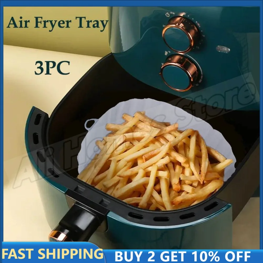 Air Fryer Accessories Silicone Mold Pizza Pan Moldes Airfryer Baking Paper Tray Basket Air Fryer Liner Pan 3pcs