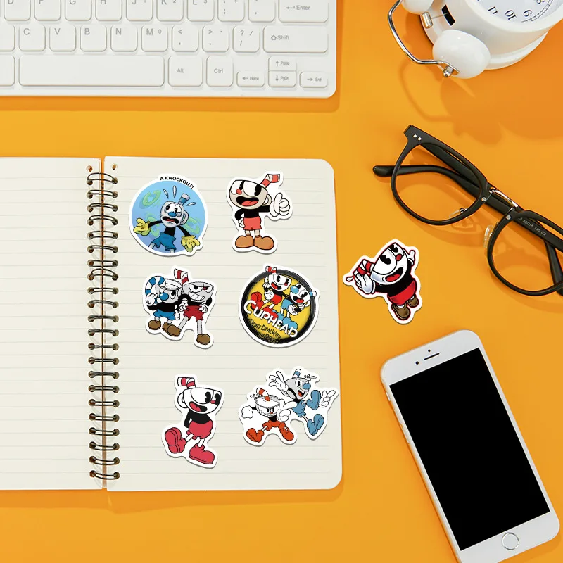 100Pcs Game Cuphead Mugman Graffiti Stickers DIY Skateboard Laptop Phone Fridge Stationery Waterproof Cartoon Decals