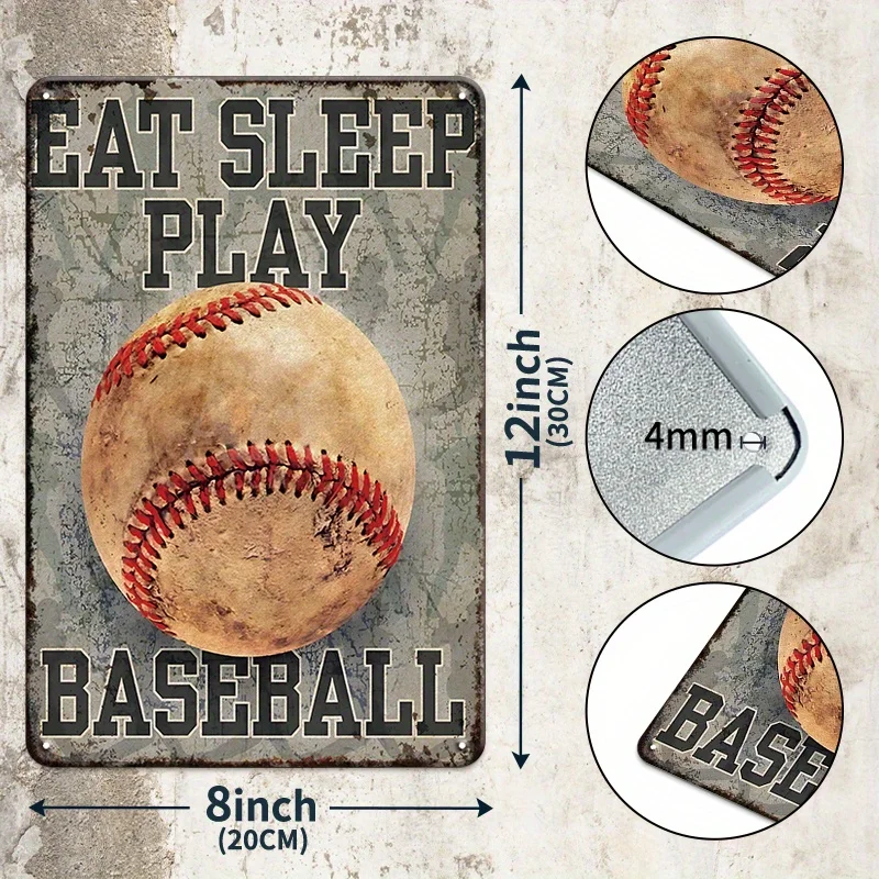 [JIT]Decorative Sign& Plaque 6pcs Baseball Decor Sign, Warning Baseball Players Only All Others Will Be Struck Out Metal Sign Ba
