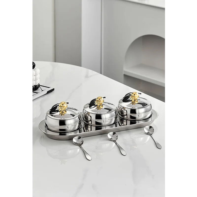 Stainless steel storage tank household storage box high-end snack bowl nut bowl