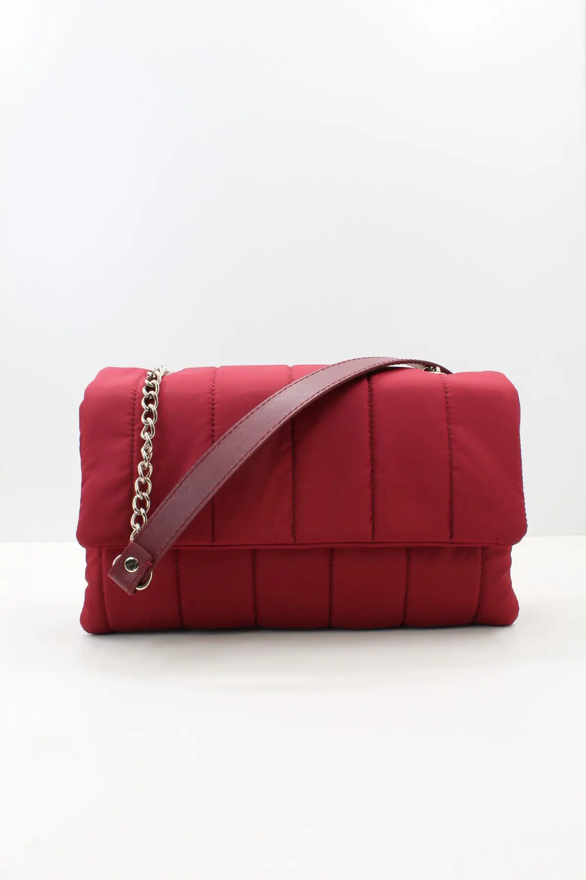 Embossed Puff Fabric Three-Eyed Female Hand Shoulder Bag Fluffy Burgundy