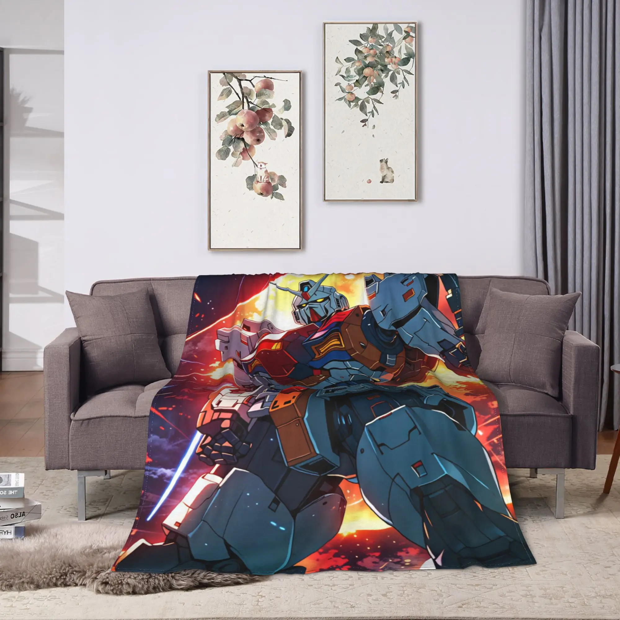 Mobile Suit Gundam Blanket Quality Super Soft  Throw Blanket Winter Airplane Travel Couch Chair Sofa Bed Fashion Bedspread