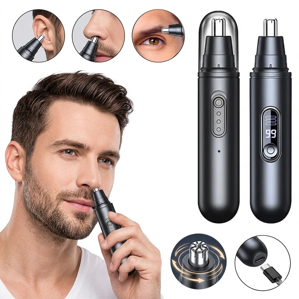 

Электрический триммер для носа и ушей для мужчин, безболезненный мини-триммер для удаления волос в носу, портативная перезаряжаемая машинка для стрижки волос в носу и ушах для мужчин