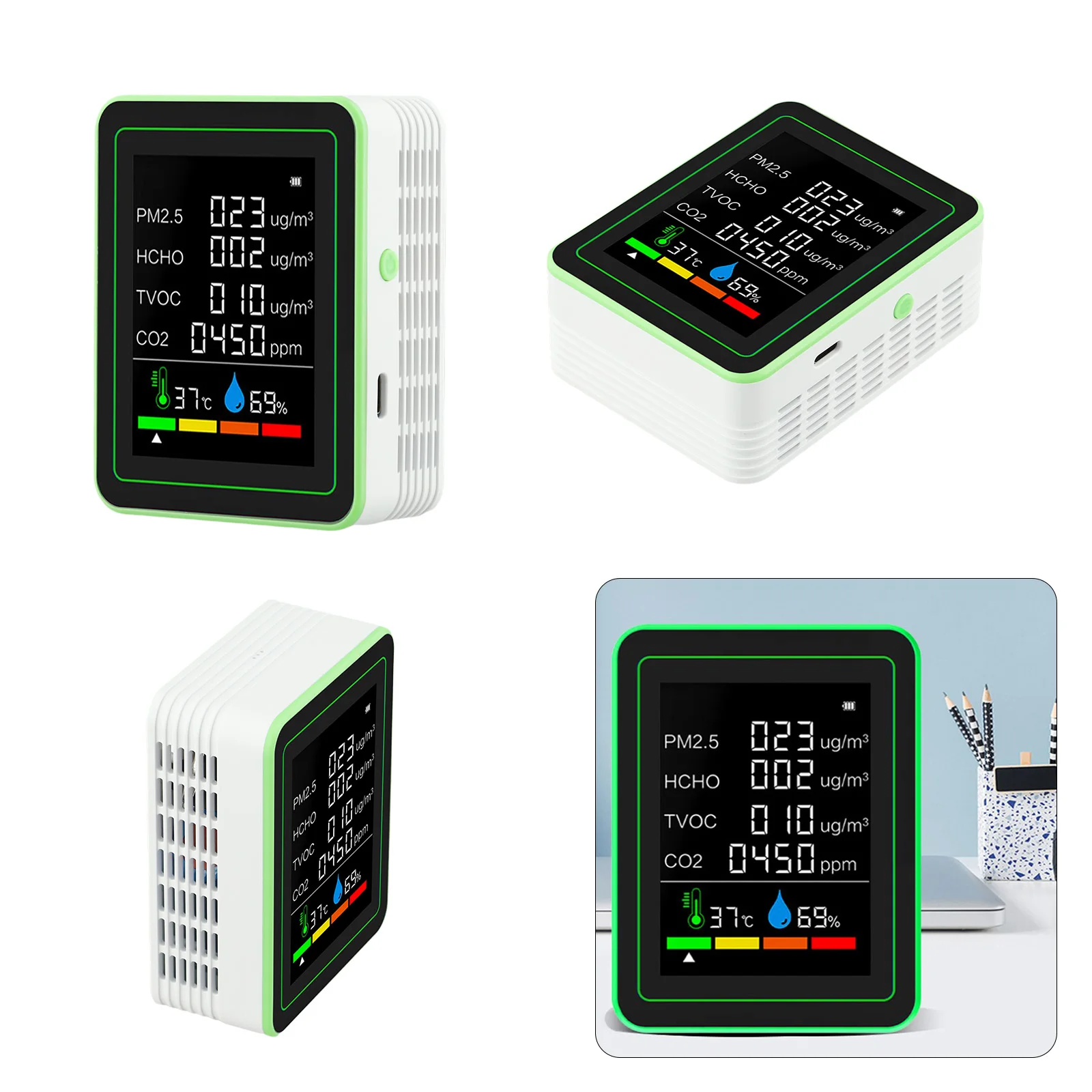 6-in-1 Detector With LED Display Portable Air Quality Meter Air Quality Monitor High Precision Sensors Utilizing Advanced Sensor