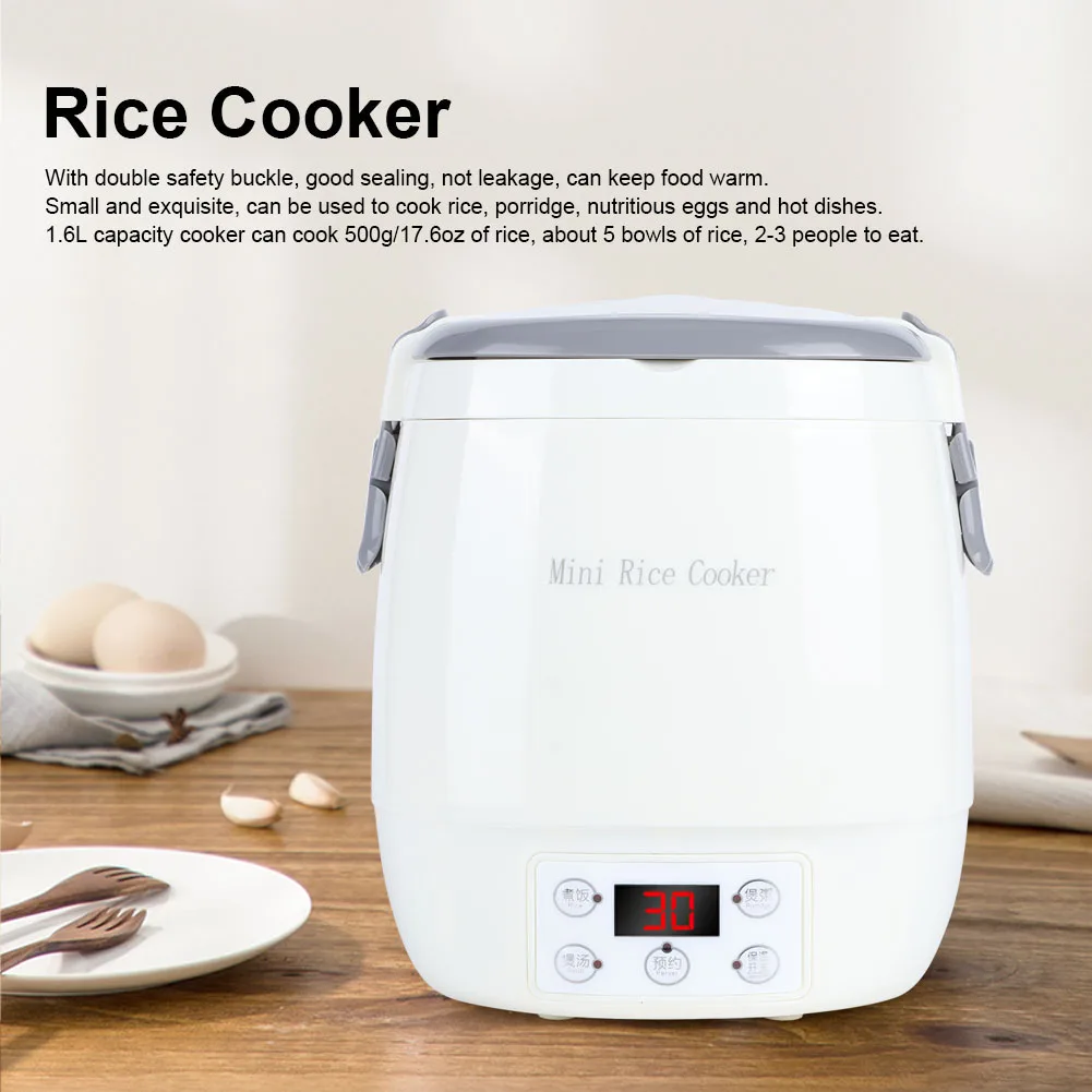 1.6L Portable Electric Mini Rice Cooker Smart Food Steamers for Home Car Use Cigarette Lighter 12V