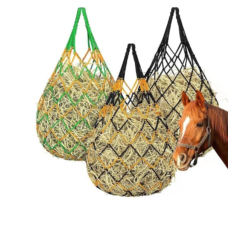 Large Capacity hay Feeder Bag 2Pcs/Set Durable Slow Feed hay Net Hanging 40inch Horse Feeding bag  for Horses Goat Sheep
