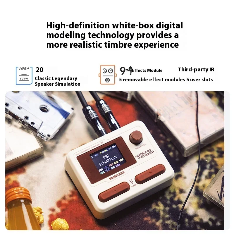 SONICAKE Pocket Master Guitar Bass Amplifier 1.77" LCD Screen 100+ Multi-Effects Pedal QME-10 Support OTG Looper Mini Guitar Amp - Image 3