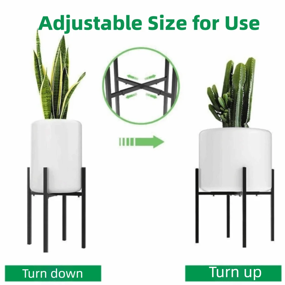 

Heavy Duty Metal Plant Stand Mid Century Modern Adjustable Planter Holder Stable Design Corner Floor Stand Plant Display