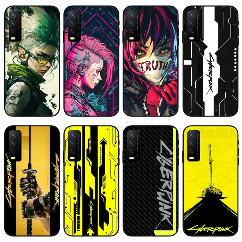 Cyberpunk Girl Anime Phone Case for VIVO Y95 Y93 Y31 Y20 V19 V17 V15 Pro X60 NEX Black Soft Phone Cover Funda