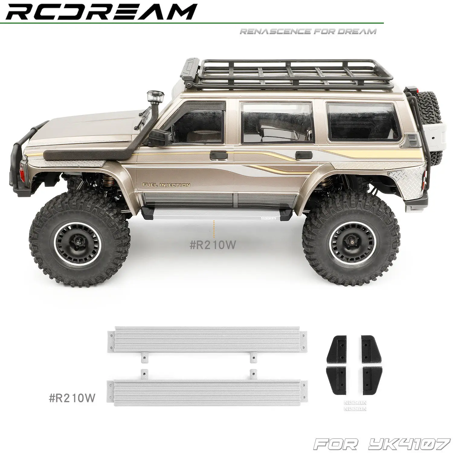 RCDream Side Bar and Side Step Accessories 1/10 Yikong YK4107 Simulation Modification Upgrade Part