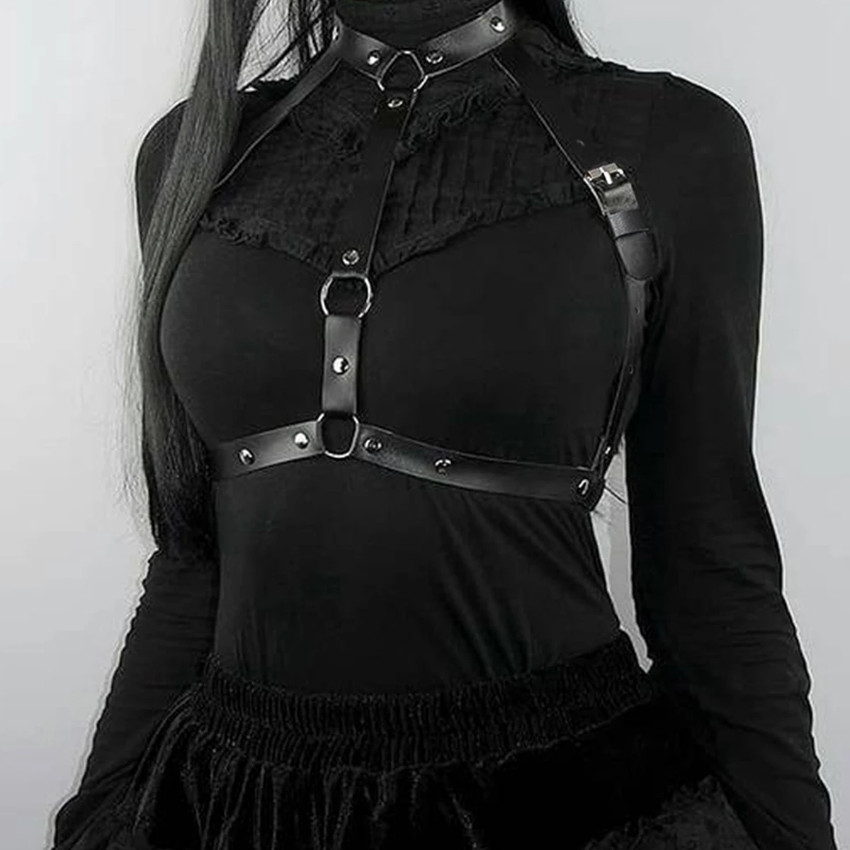 الجلود قفص الصدرية تسخير مثير الصدرية تسخير للنساء مشد حزام هدية له صديقها ، الجلود مربط صدر للنساء