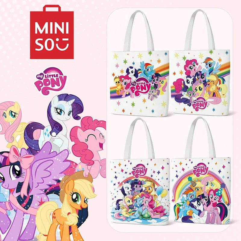 My Little Pony Canvas Bag Anime Cute Pattern Printed Women Large Capacity Eco Friendly Shopping Bag Student Leisure Shoulder Bag