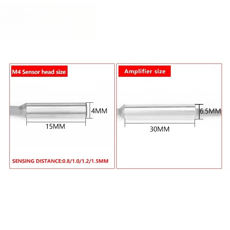 D4 Miniature Split Inductive Proximity Sensor NPN/PNP Output, Recessed Mounted DC 10-30V Stainless Steel LED Indicator