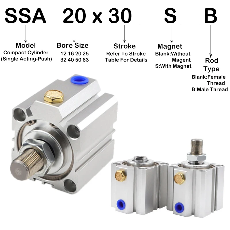 SSA80/100 Pneumatic Cylinder Series Double-Acting Cylinder Stroke 55-100mm SSA80-60 SSA80-100 SSA100-80 SSA100-95-S