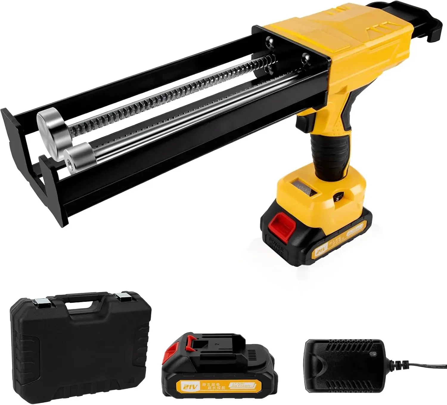Electric Cordless Caulking Gun Dripless Double Cartridge Adhesive Epoxy Gun for 400mL/13.5fl oz(2:1 Mix Ratio) Automatic Power