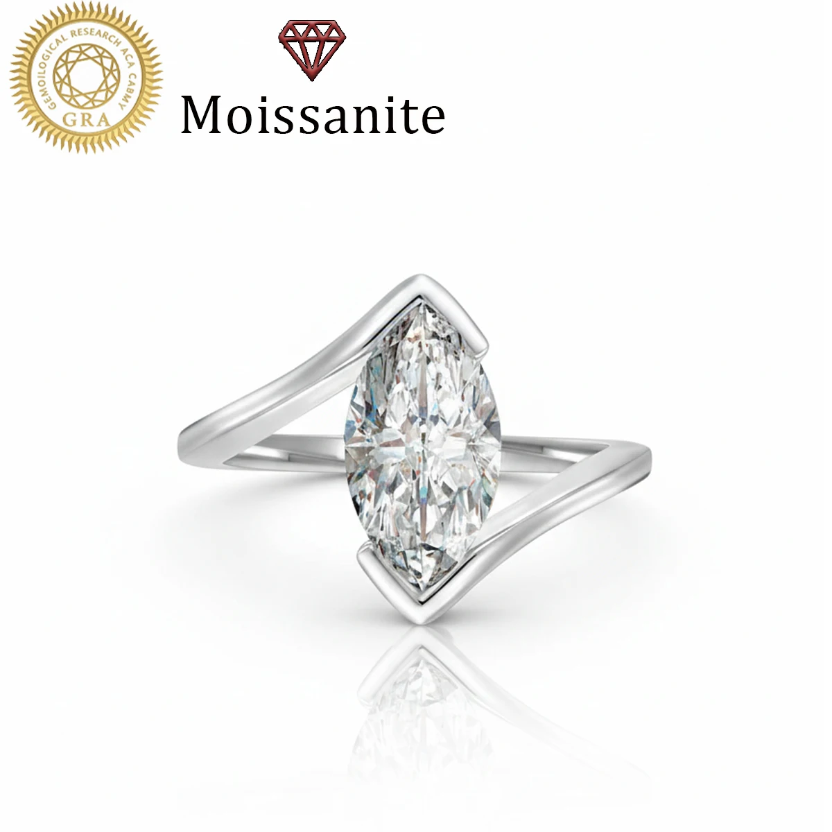 

1 штука, обручальное кольцо для женщин, кольцо с витым ободком и огранкой «маркиз», 3. Серебро 925 пробы, 6 г, с муассанитом 2 карата, в богемном дворцовом стиле, для помолвки, предложения руки и сердца, свадебной годовщины, подарка на День святого Валент