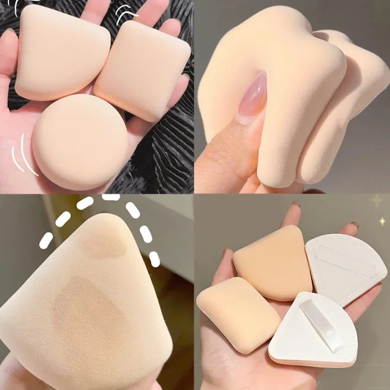 5pcs Round Square Triangle Shape Makeup Sponge Puff Dry Wet Dual-use Soft Cotton Candy Air Cushion Foundation Powder Puff