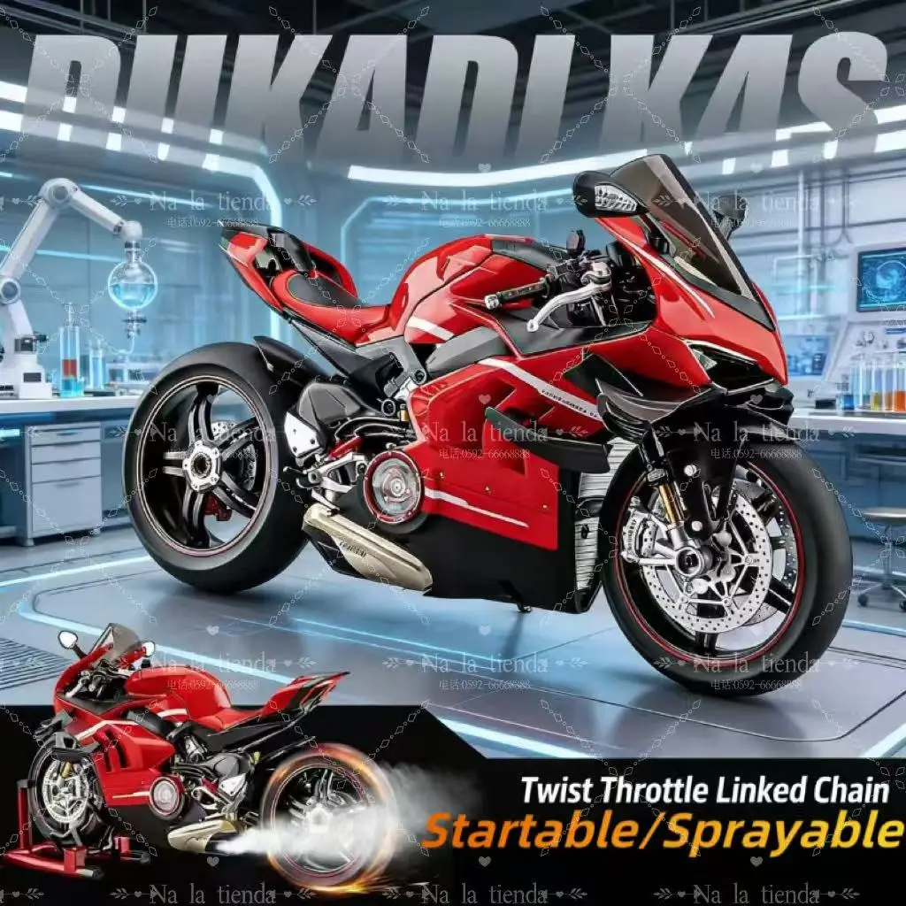 

Large decoration project birthday gift For Ducati V4s Ignite Start Smoke Effect 1:6 Panigale motorcycle alloy simulation model 8